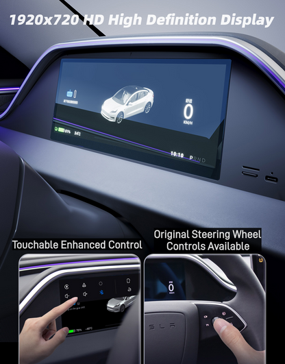 Topabyte 8.9 '' Dashboard Strument Cluster Schermata con illuminazione ambientale per Model 3 Highland & Model Y 2025 Juniper