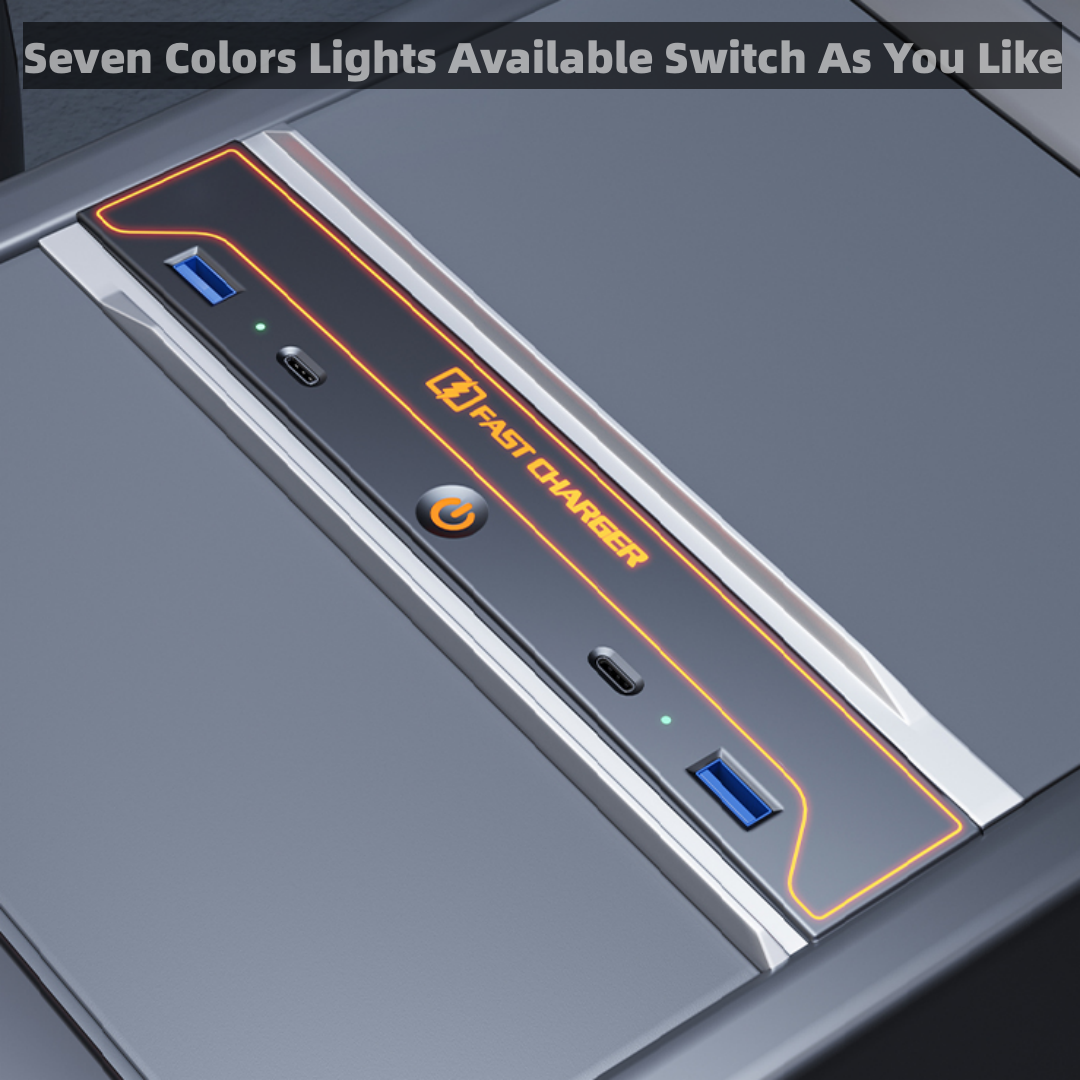 Topabyte Center Console USB Hub Docking Station z światłem otoczenia dla Juniper & Model 3 Highland