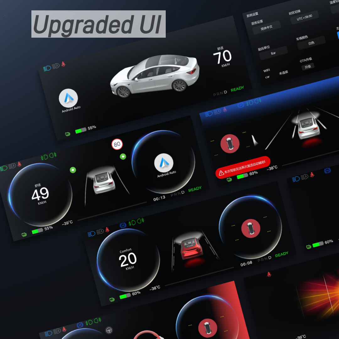 Topabyte 8.9 '' Dashboard Strument Cluster Schermata con illuminazione ambientale per Model 3 Highland & Model Y 2025 Juniper