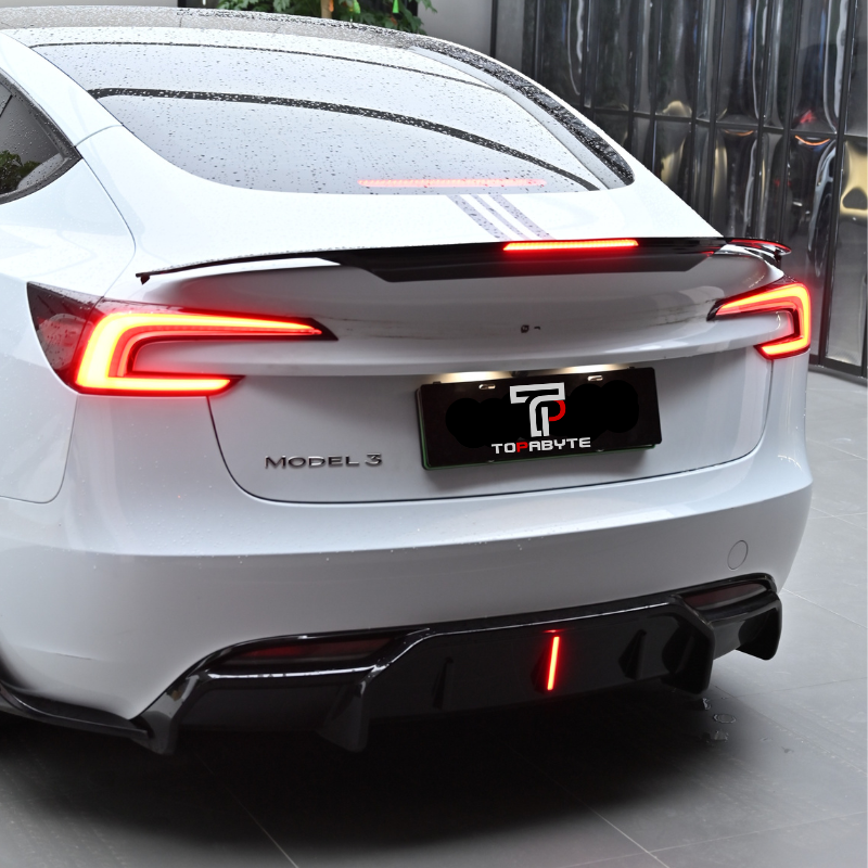 TOPABYTE ABS Rear Spoiler Wing with LED Light for Model 3Y (Matte Black)