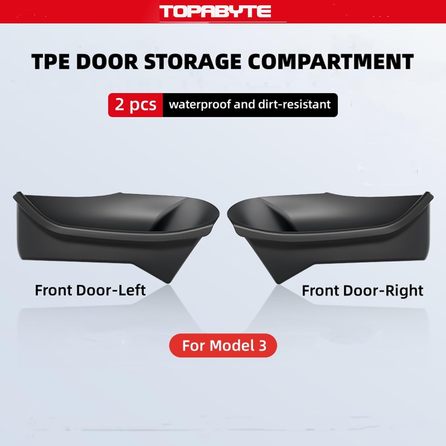 TOPABYTE Plateau de rangement latéral pour porte avant et arrière, 4 pièces pour modèle 3 et modèle Y 