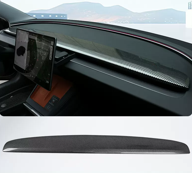 TOPABYTE Dashboard Cover Trim for Model 3 Highland (Suede ABS & Real Carbon Fiber)