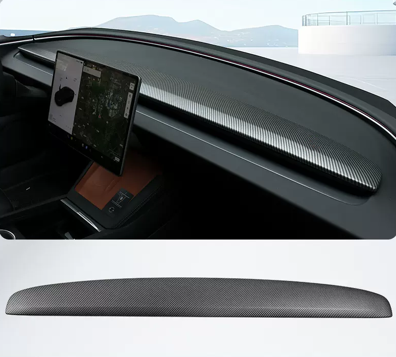 TOPABYTE Dashboard Cover Trim for Model Y Juniper & Model 3 Highland (Suede ABS & Real Carbon Fiber)