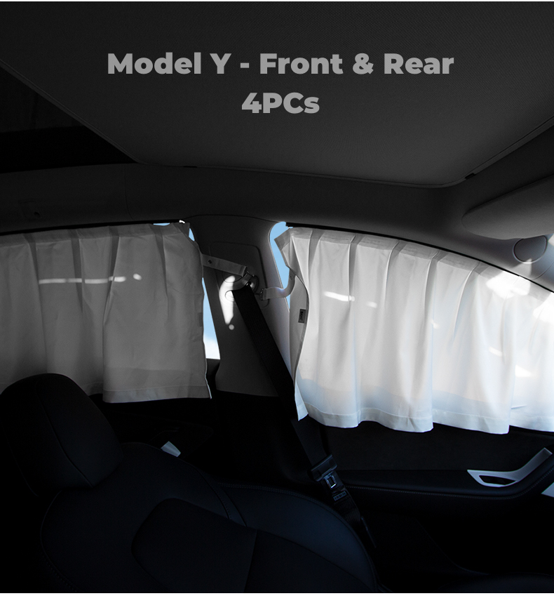 TOPABYTE Side Window Sunshade Privacy Curtain Blinds for All Model 3 Model Y 2017-2025+