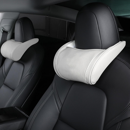 TOPABYTE Memory Foam Car Headrest Neck Pillow & Leather Lumbar Support All Model 3/X/S/Y